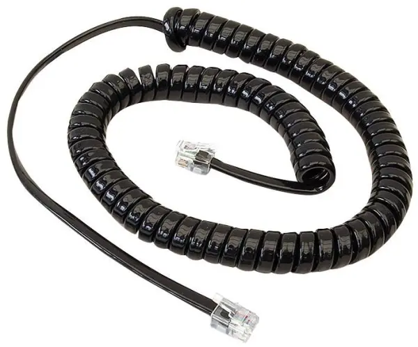 PRO SIGNAL RJ10 Plug to Plug Coiled Telephone Cable, 1.4m, Black