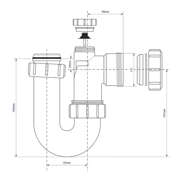 McAlpine Swivel P Trap, White, 40 mm, 180 g