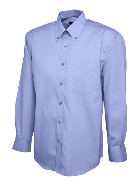 Uneek Men's Pinpoint Oxford Shirt, Mid Blue, Size 18.5