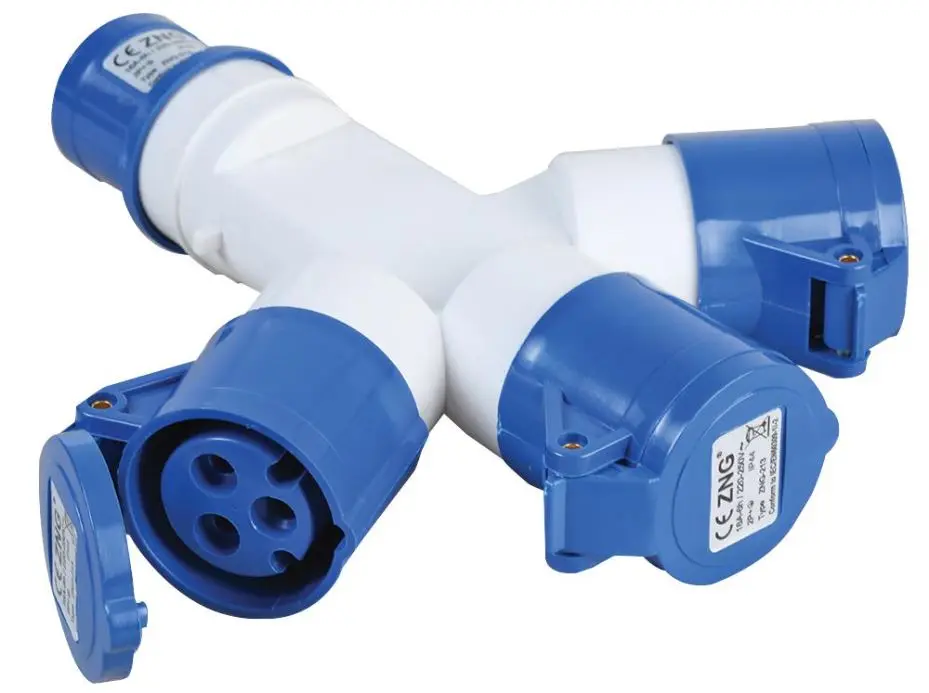 PRO ELEC Ficha CEE 16A para 3 Tomadas, 230V, IP44, Azul