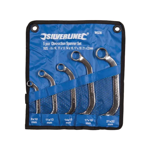Silverline 5-Piece Obstruction Spanner Set, 8-22mm, Chrome Vanadium