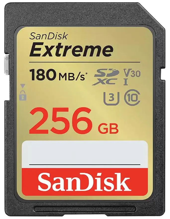 SANDISK Extreme SDXC UHS-I U3 Video-Class-30 Speicherkarte, 256GB, bis zu 180MB