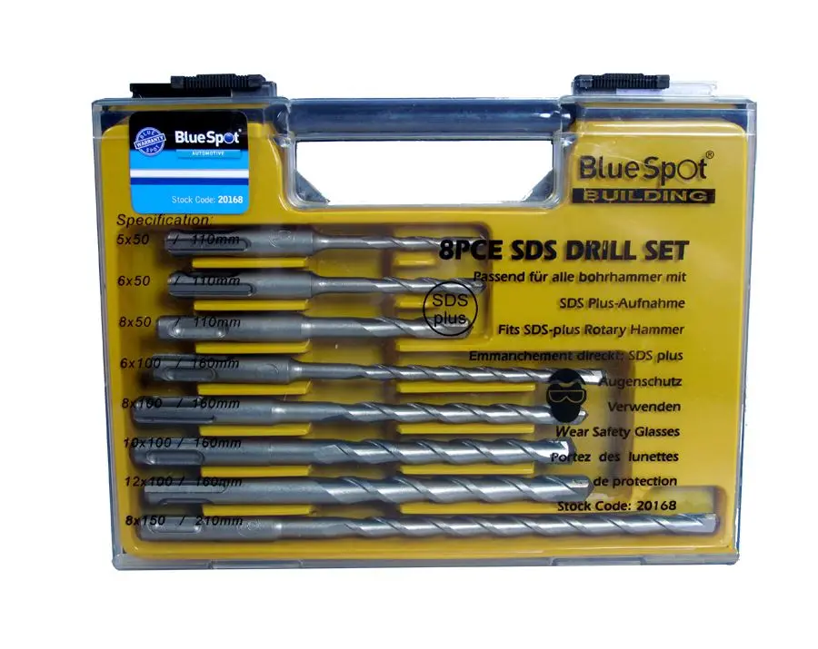 Ensemble de 8 mèches SDS Plus Blue Spot (5-12mm)