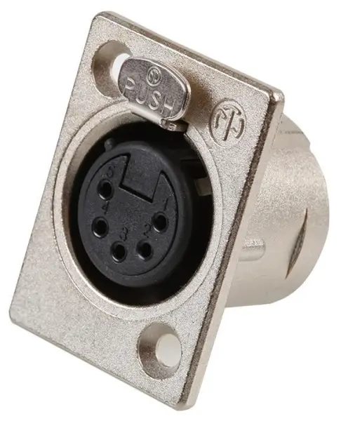 NEUTRIK 5-Pin XLR Panel Socket, Silver-Plated, Solder Contact