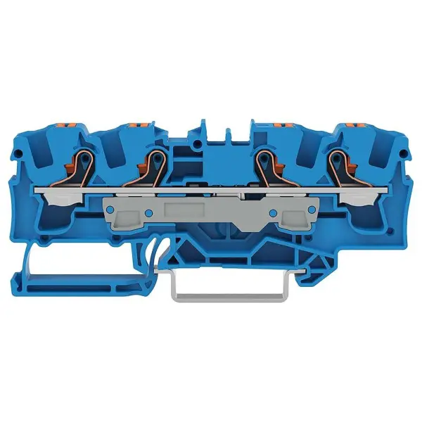 WAGO 4 Conductor Through Terminal Block with Push in Cage Clamp, 600V, 50A, 20- - Blue