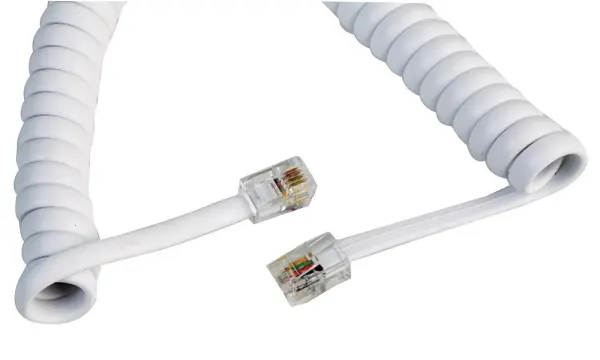PRO SIGNAL - RJ10 插頭至插頭彈簧電話線, 1.5米, 白色