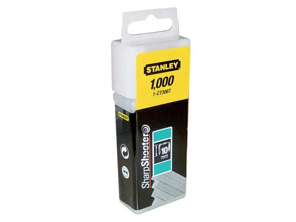 STANLEY Flat Narrow Crown Staples 12mm, Pack of 1000
