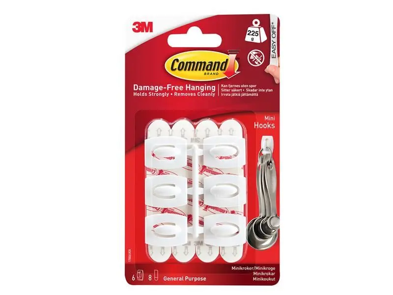 Command™ ホワイト ミニフック 6個セット 耐荷重225g