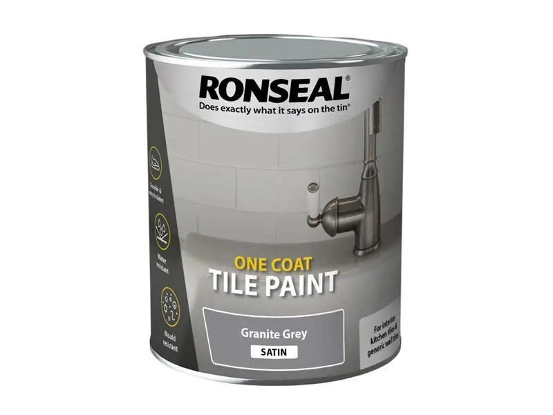 Ronseal Tile Paint Single Coat, Granite Grey Satin, 750ml