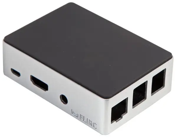FLIRC Aluminium Raspberry Pi Case for Models 3B/B+, Black/Silver
