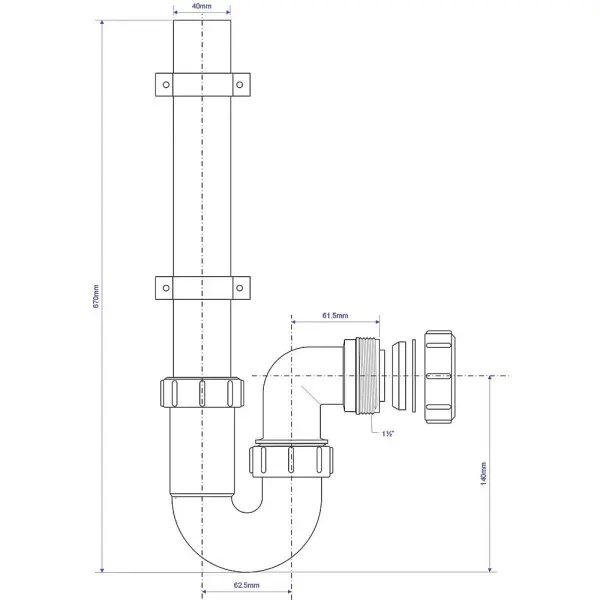 McAlpine Syfon do Zmywarki/Pralki, Biały, 40mm
