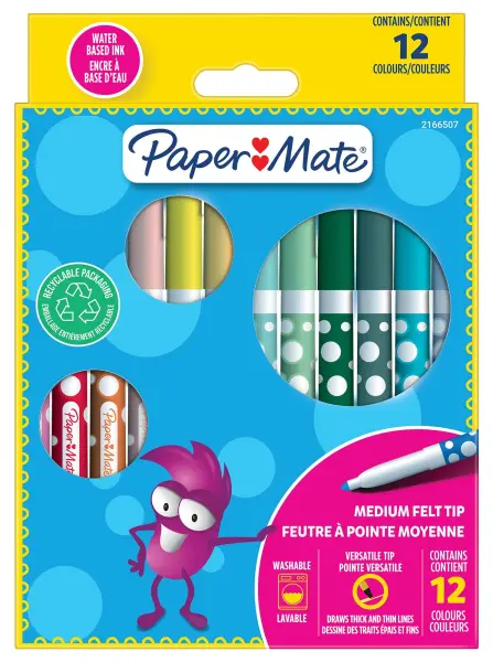 PAPERMATE Children's Colouring Pens, Assorted, 12 Pack