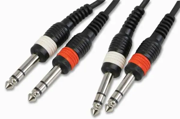 PULSE 6.35mm (1/4”) Stereo Jack Plug to Twin Plug Lead, 1.5m Black