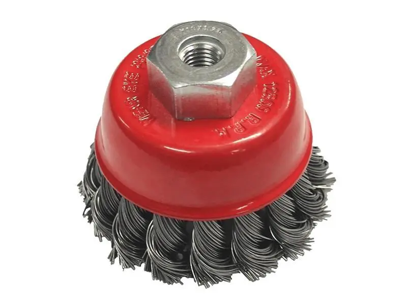 Faithfull Twist Knot Wire Cup Brush, 65mm, M14x2 Thread, 0.5mm Steel Wire