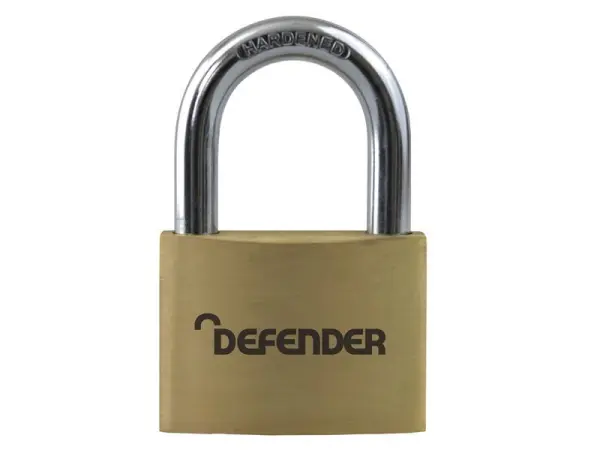 DEFENDER Brass Padlock, 50mm, Keyed Alike, 5-Pin Cylinder