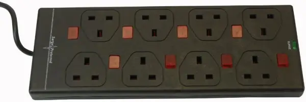 PRO ELEC 8구 전원 분배 멀티탭 과전압 보호 기능, 2m, 블랙