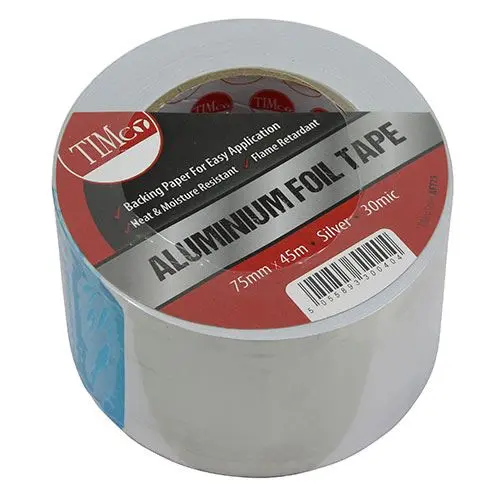 Timco Aluminium Foil Tape, 45m x 75mm, Silver