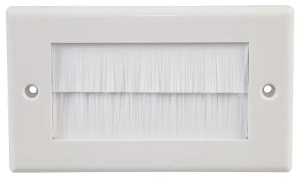 PRO ELEC 2 Gang Brush Plate - White