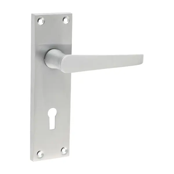 Timco Victorian Straight Lock Handles - Satin Chrome, 152 x 43mm (2 Pack)