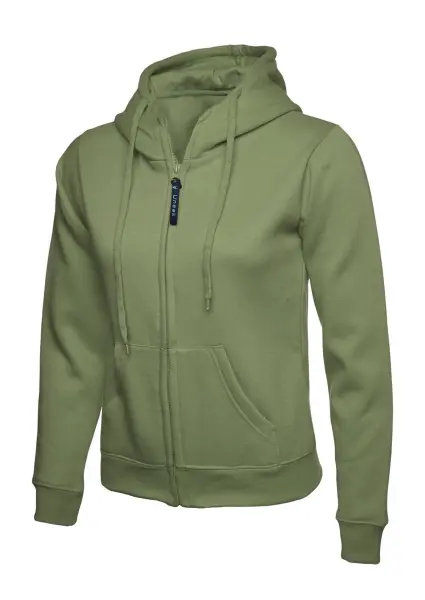 Uneek Women's Classic Zip Hoodie, Olive, Size XS