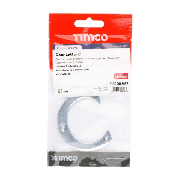 Timco - Γράμμα C από Χαλκό – Γυαλισμένο Χρώμιο