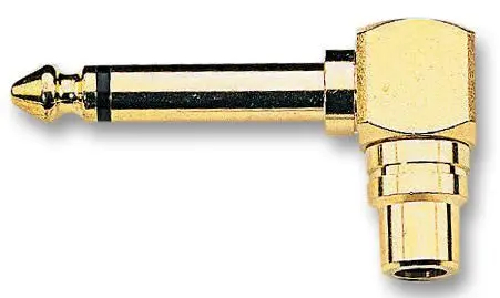 HiLo 90도 포노 1/4인치 잭 어댑터, 골드 도금