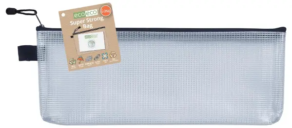 ECO-ECO Super Strong Water Resistant Long Bag with Zip, Clear, 330x130mm, 95%