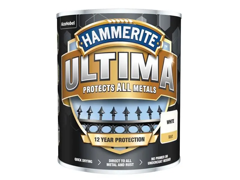 Hammerite Ultima Peinture Métal - Blanc Mat, 750ml