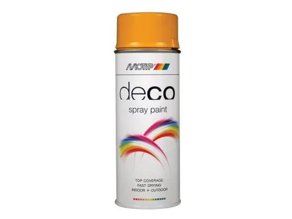 MOTIP Deco Spray Paint, High Gloss, RAL 1004 Gold Yellow, 400ml