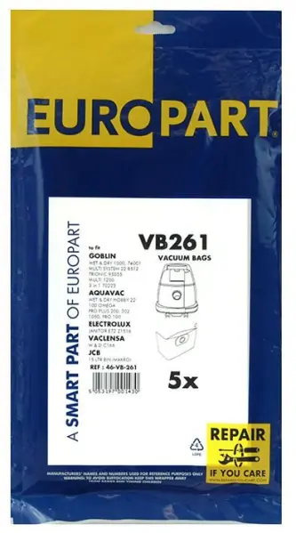 EUROPART שקיות אבק תואמות לשואב האבק Goblin W&D 1000/Exxtra, 5 בשקית