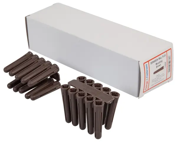 Duratool Nylon Wall Plugs, 100 Pack - Brown 7mm x 38mm
