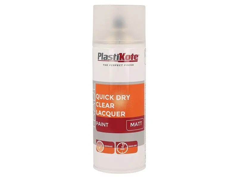 PlastiKote Quick Dry Matt Clear Lacquer Spray 400ml