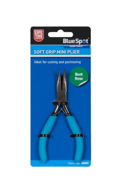 Blue Spot Tools צבת אף כפוף מיני עם ידיות אחיזה רכות