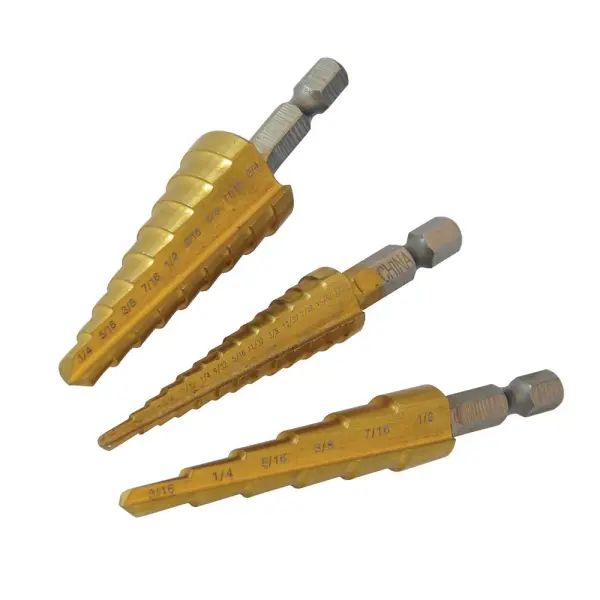 Silverline Titanium-Coated HSS Step Drill Set, 3-Piece