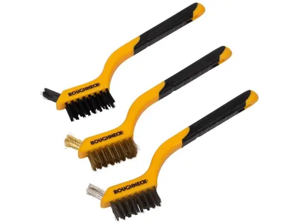 Roughneck Mini Wire Brush Set, 3 Piece, Soft Grip Handle