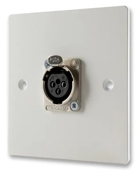 HiLo 1ガング フラッシュ AV 壁プレート 3ピンXLRソケット付き