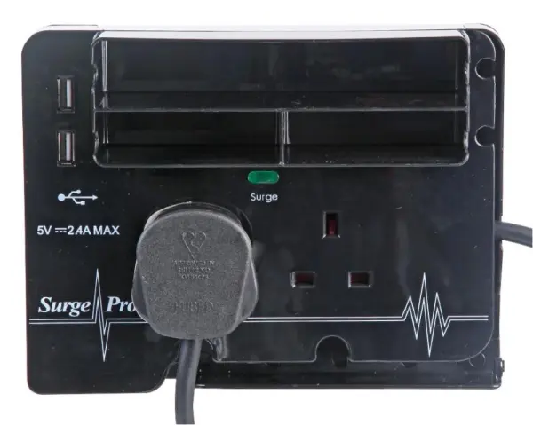 PRO ELEC 2-Gang Extension Lead with USB Chargers, 2m