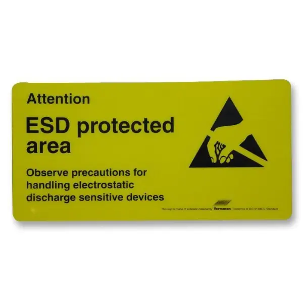Vermason ESD Protected Area Sign Self-Adhesive 300mm x 150mm