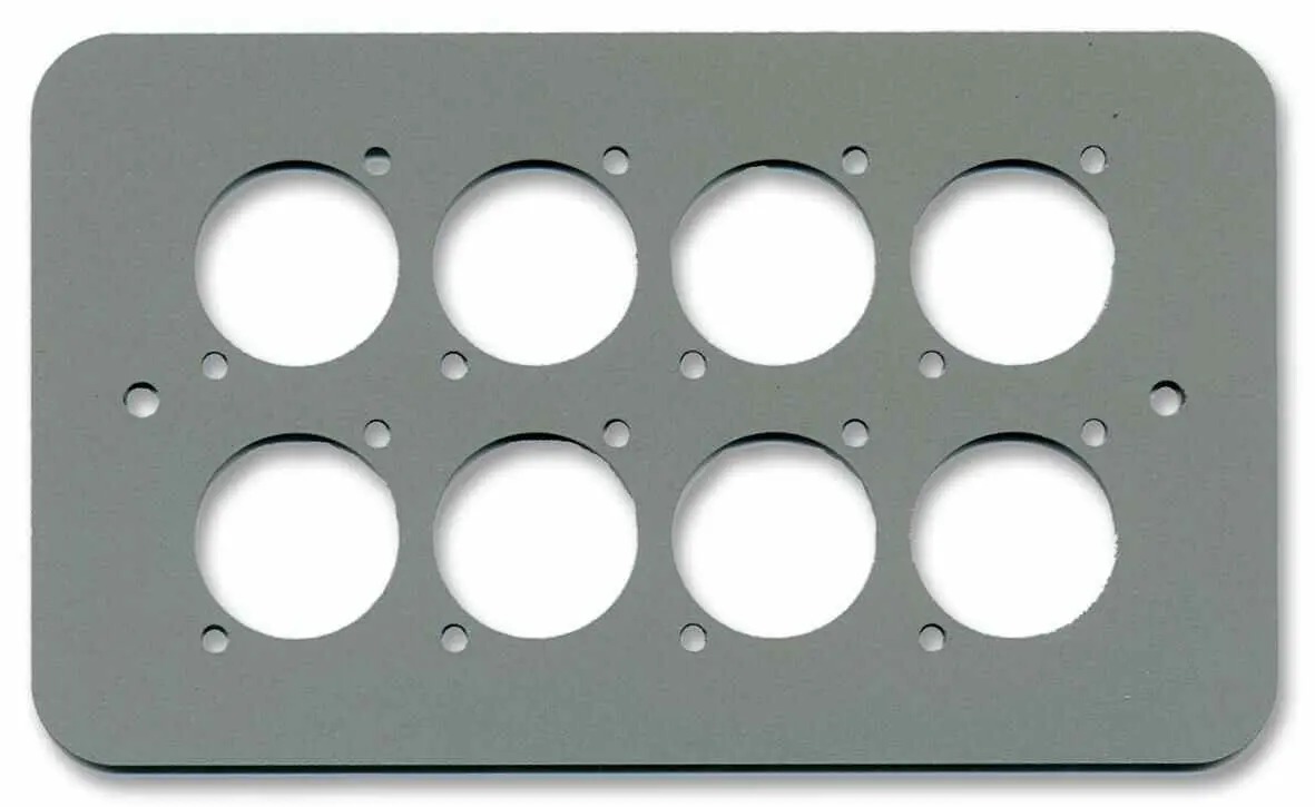 Penn Elcom Placca Parete 2-Gang con 8x XLR, Speakon e RJ45, Argento