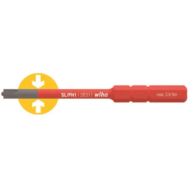 Wiha SoftFinish VDE 両口ビット 電工ドライバー SL/PH1 75mm 1000V対応