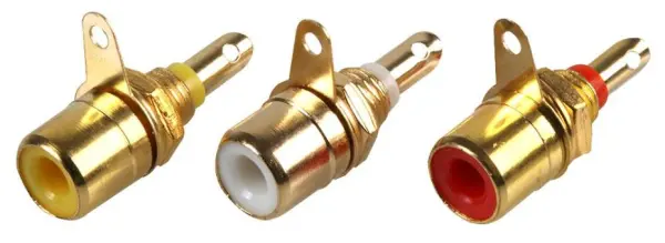 PRO SIGNAL - 面板安裝式唱機插座, 焊接接點, 音視頻彩色編碼 - 3件套