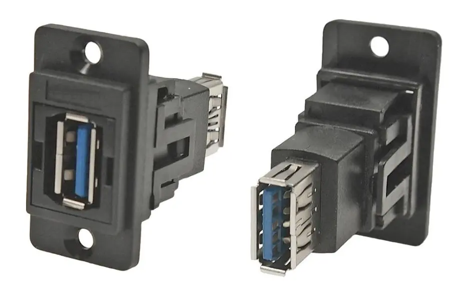 CLIFF CP30705N Dual USB 3.0 Type A Doorvoerconnector, Zwart