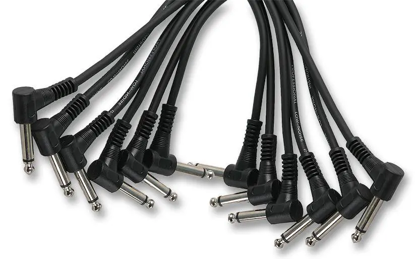 CHORD Cavo Twin 6.35mm Mono Jack a Spinotto Angolato, 1m - Confezione da 6