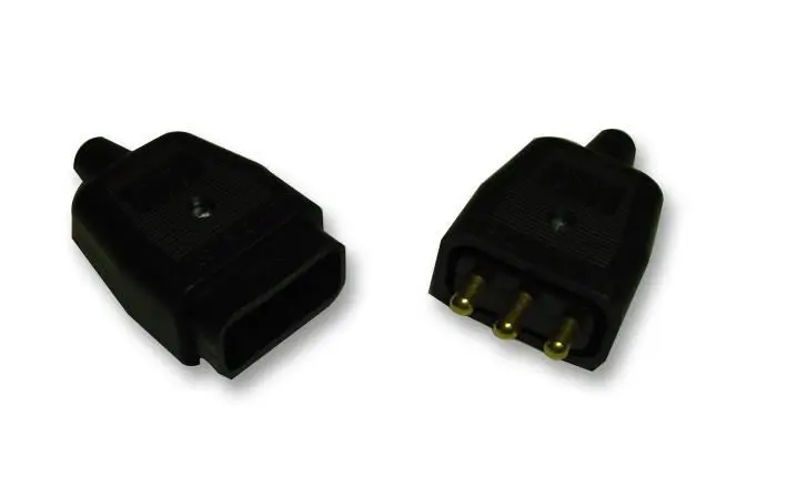 Permaplug Conector Eléctrico Reensamblable 3 Pines 10A, Negro