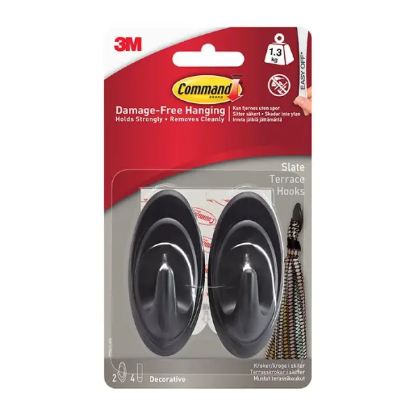 Command Slate Terrace Hooks 1.3kg 2-Pack