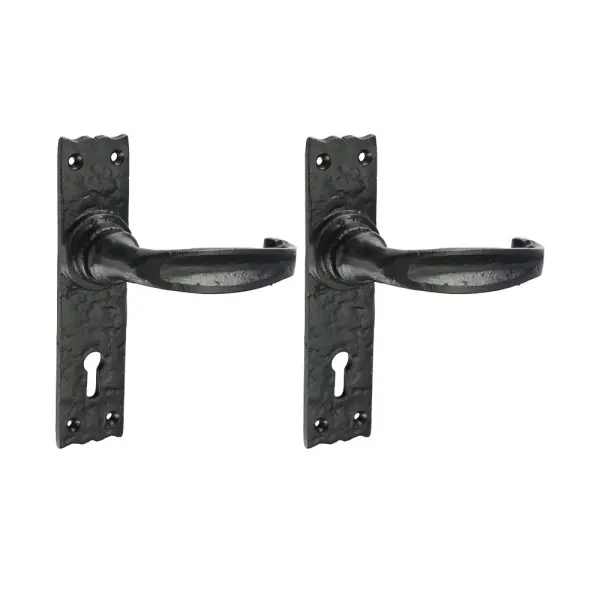 Timco Narrow Lever Lock Handles, Antique Black, 155x37mm (2-Pack)