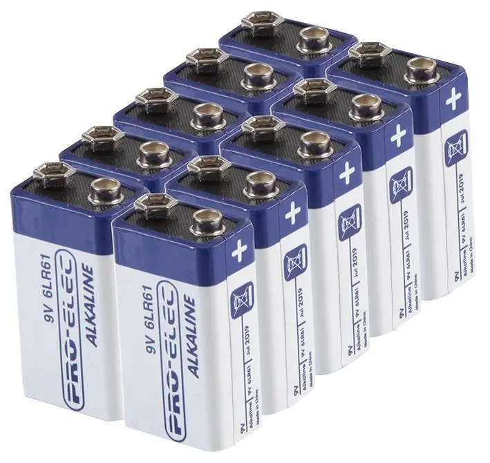 Pro Elec Ultra Alkaline 9V PP3 Batteries, 10 Pack