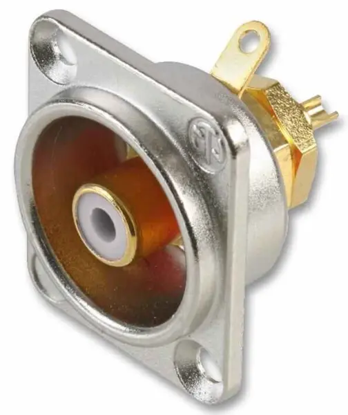 Connecteur RCA NEUTRIK NF2D-9, Coque D, Blanc, Contacts Or