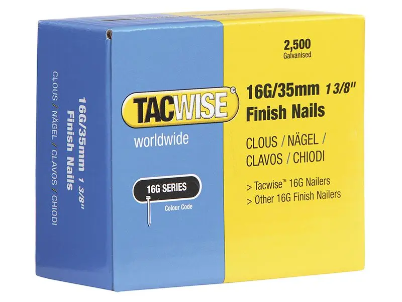 Tacwise 16G Straight Finish Nails, 40mm (Pack of 2500)