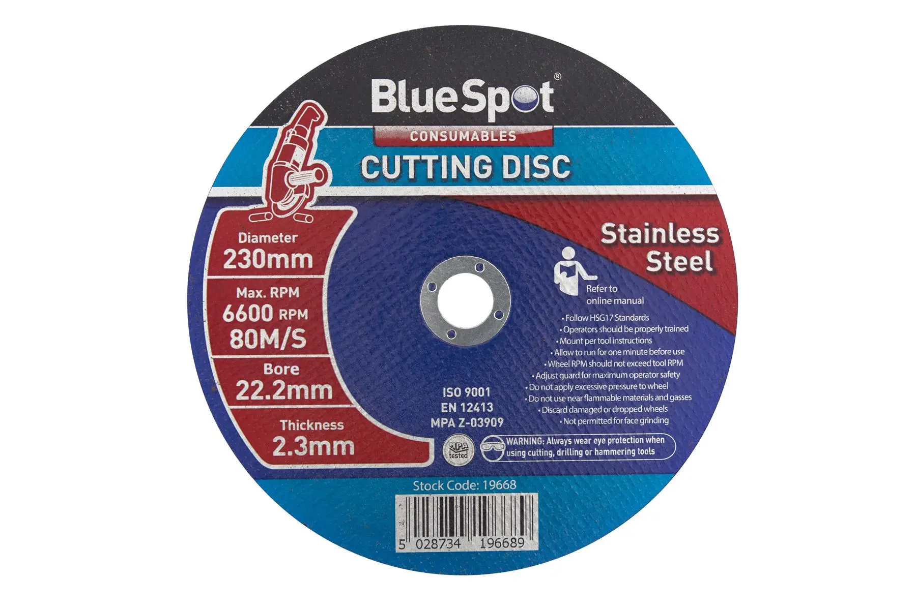 Blue Spot Disco de Corte 230mm em Aço Inoxidável (9 polegadas)